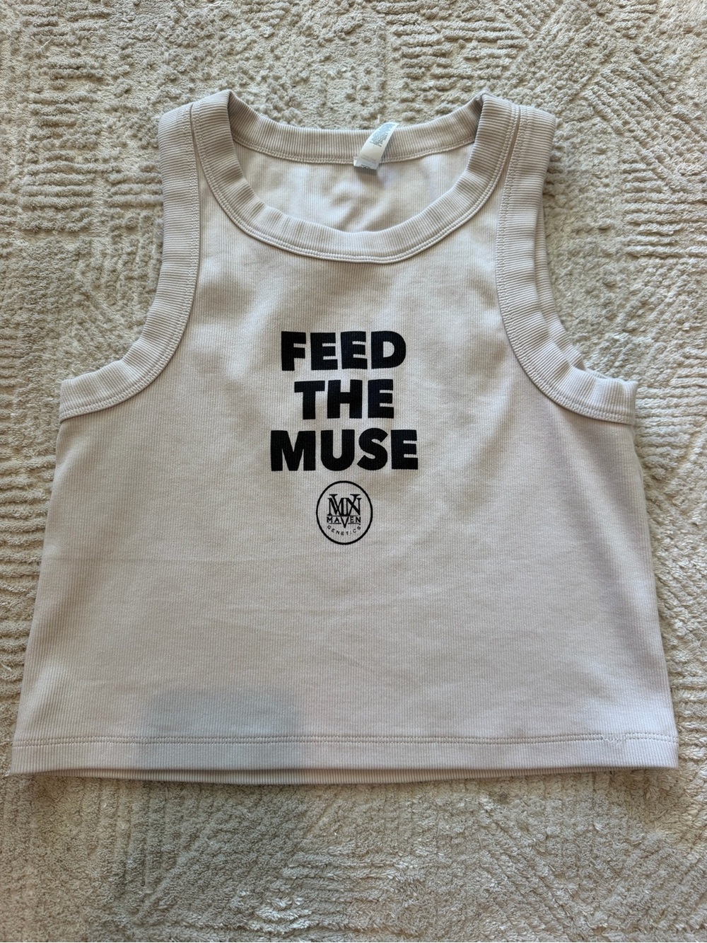 AS Colour Maven Genetics “Feed The Muse” Organic Rib Crop Tank Top Size L
